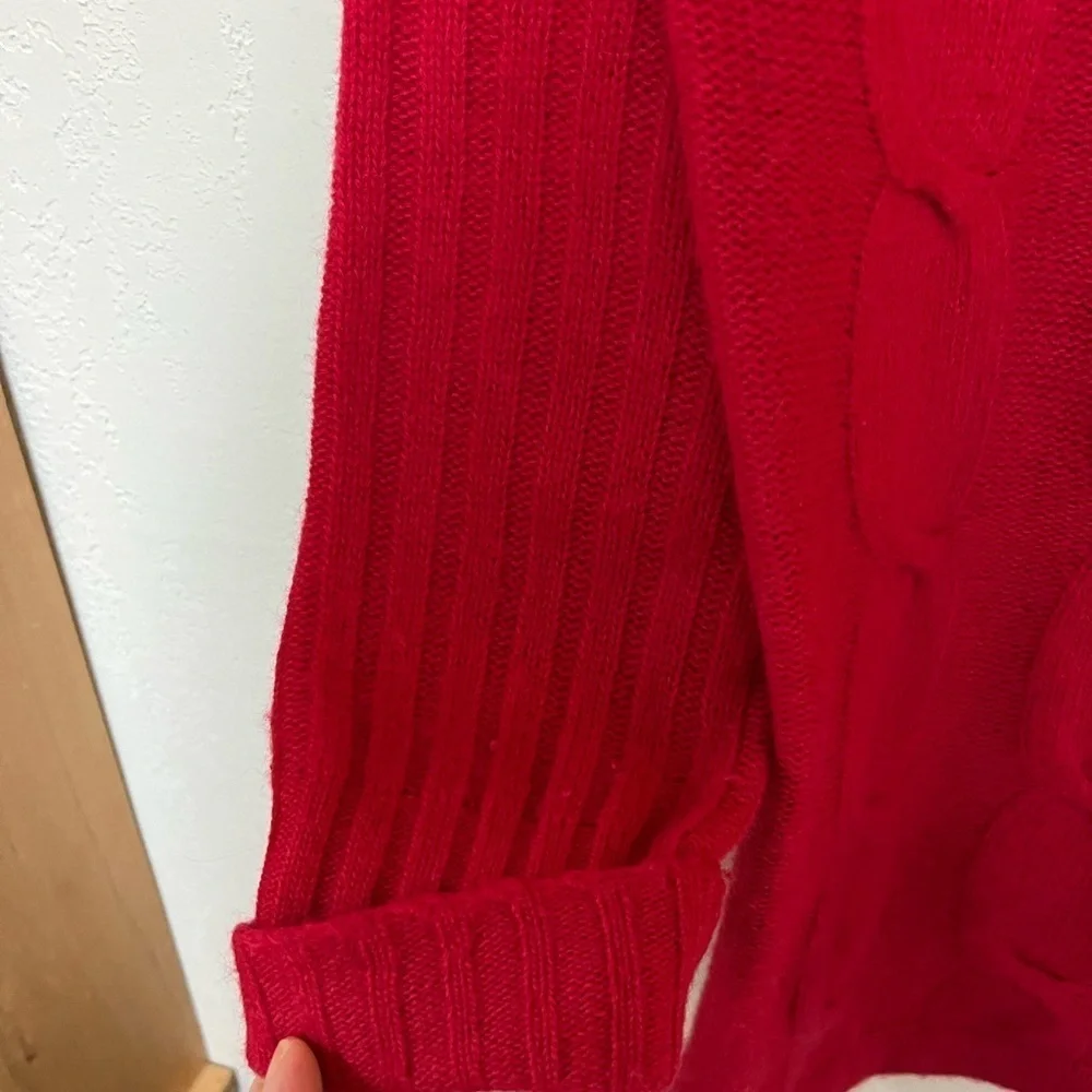VTG The limited angora wool blend cherry red v-neck cableknit sweater S